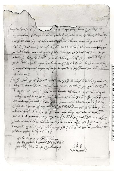 Fragment eines Briefes von Christoph Kolumbus (1451-1506) von Unbekannt Unbekannt